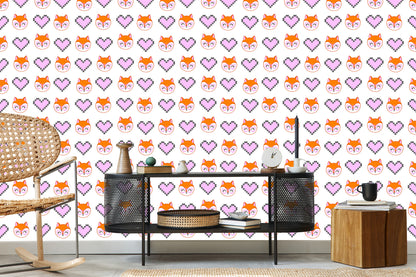 Wallpaper Merry Foxes With Hearts