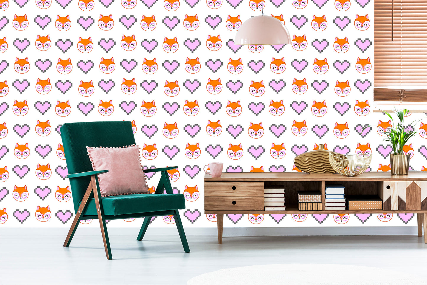 Wallpaper Merry Foxes With Hearts