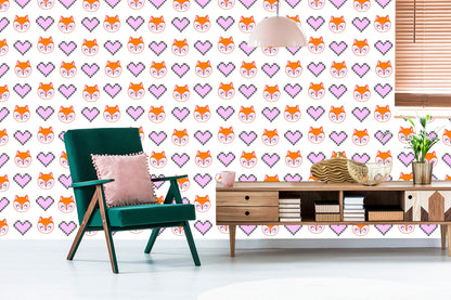 Wallpaper Merry Foxes With Hearts