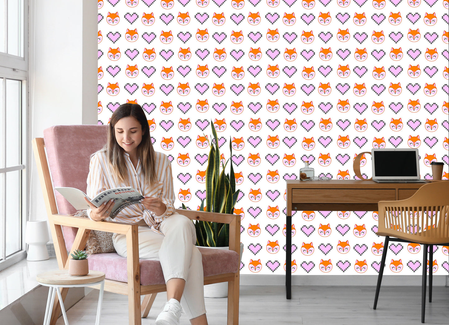 Wallpaper Merry Foxes With Hearts