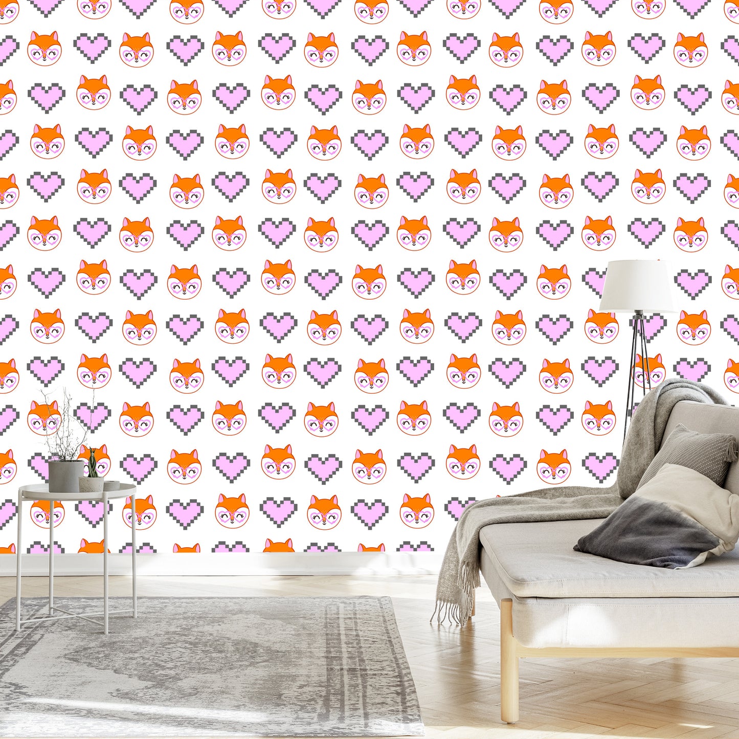 Wallpaper Merry Foxes With Hearts
