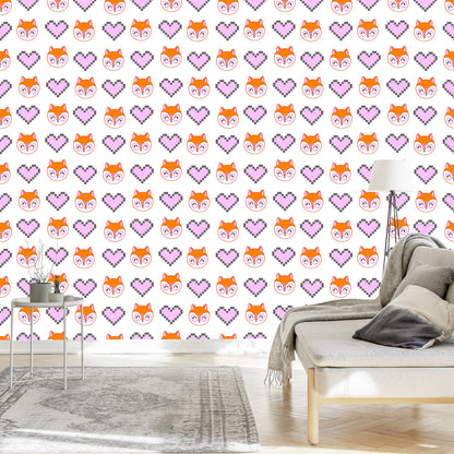 Wallpaper Merry Foxes With Hearts