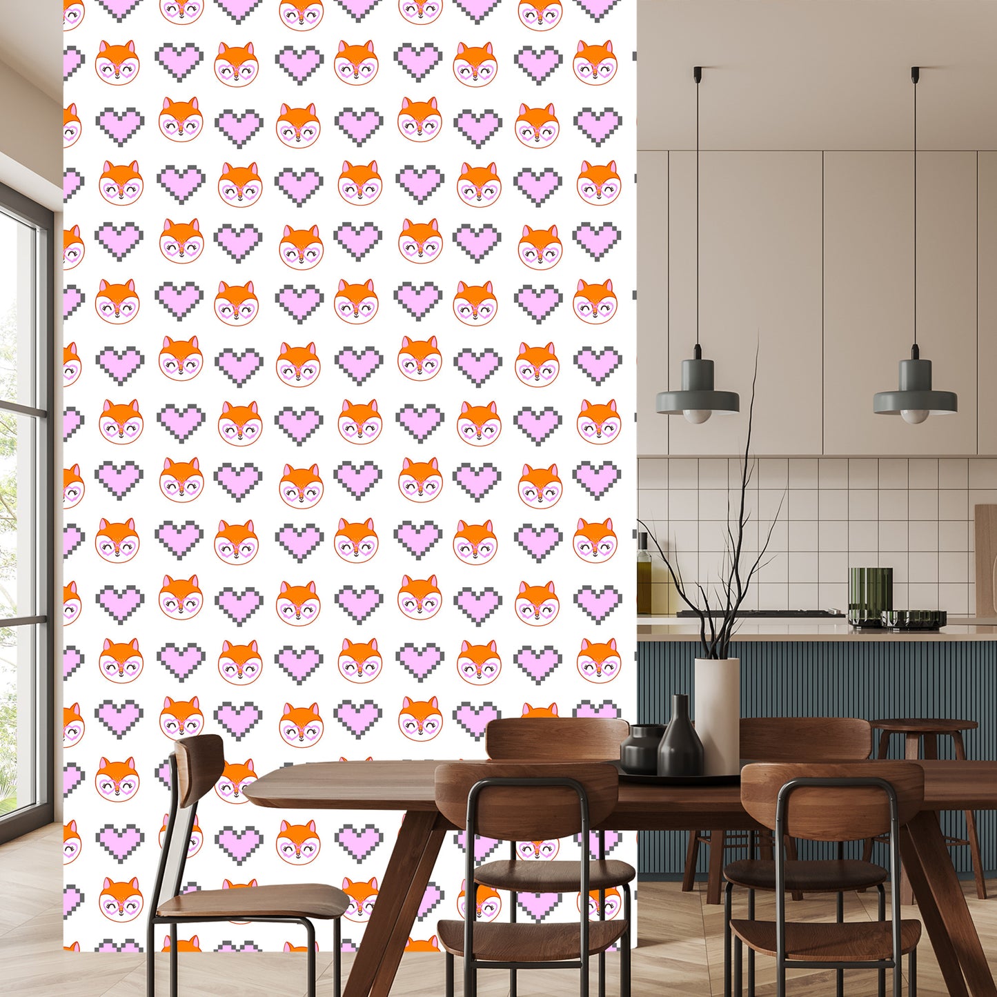 Wallpaper Merry Foxes With Hearts