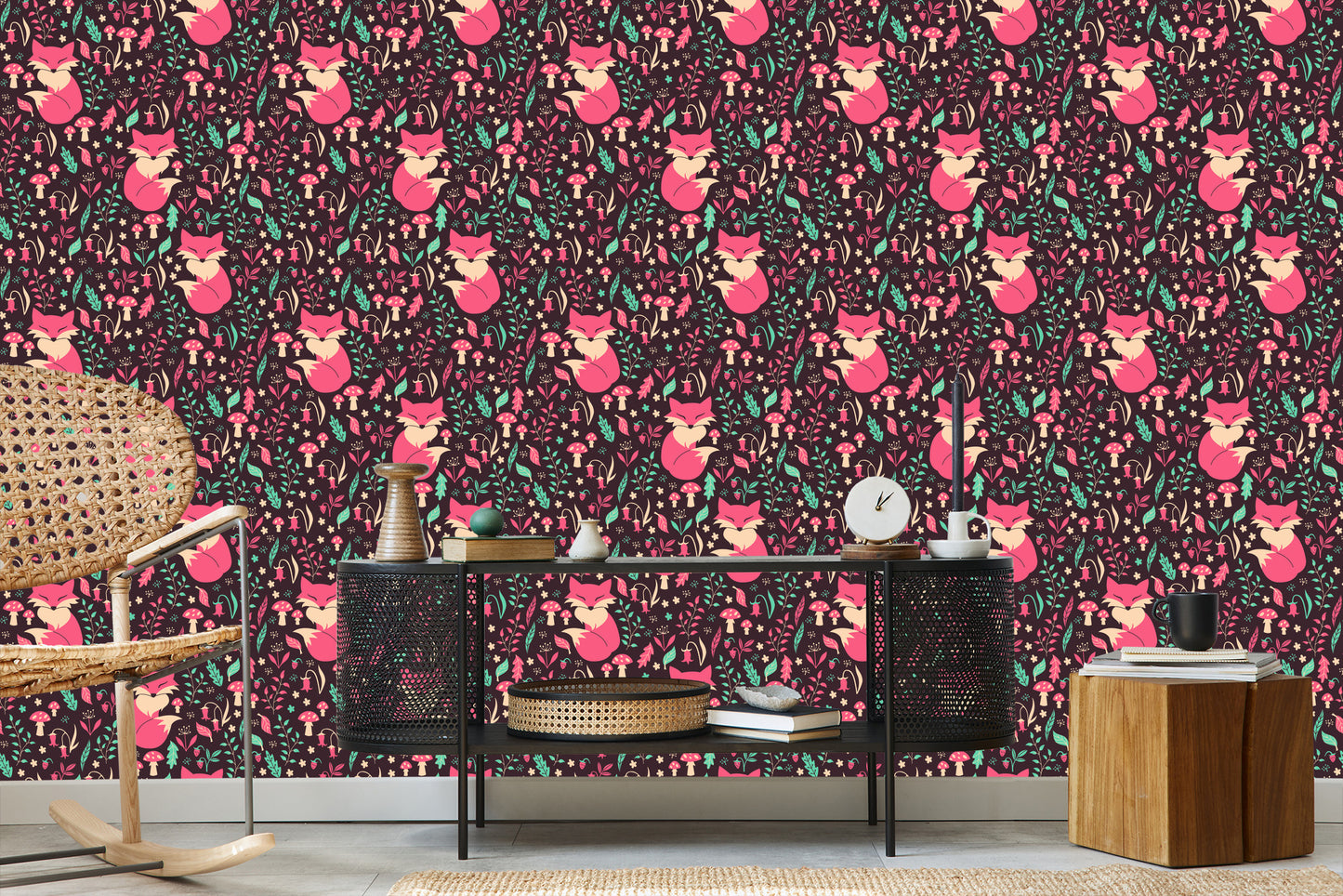 Wallpaper Foxes With Forest Fruits