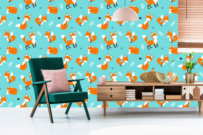 Wallpaper Happy Foxes With Hearts