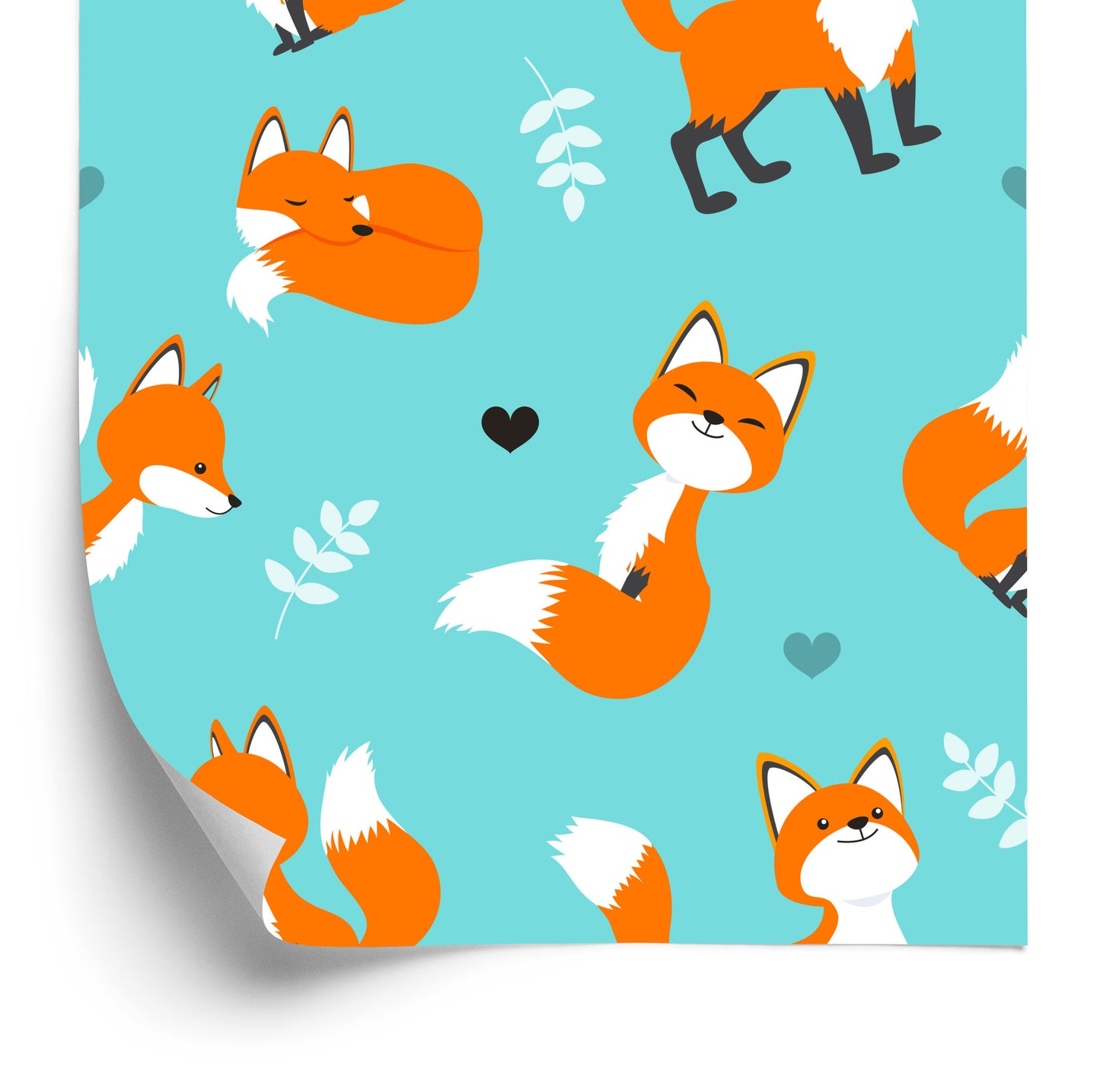 Wallpaper Happy Foxes With Hearts
