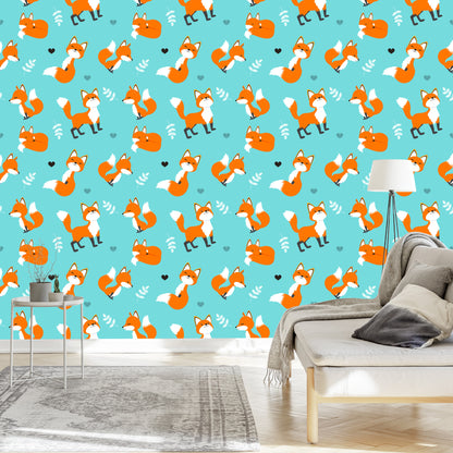 Wallpaper Happy Foxes With Hearts