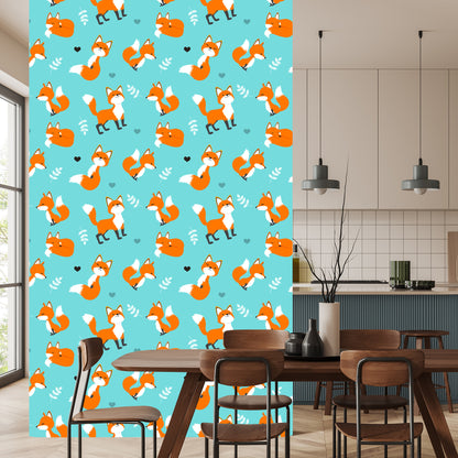 Wallpaper Happy Foxes With Hearts