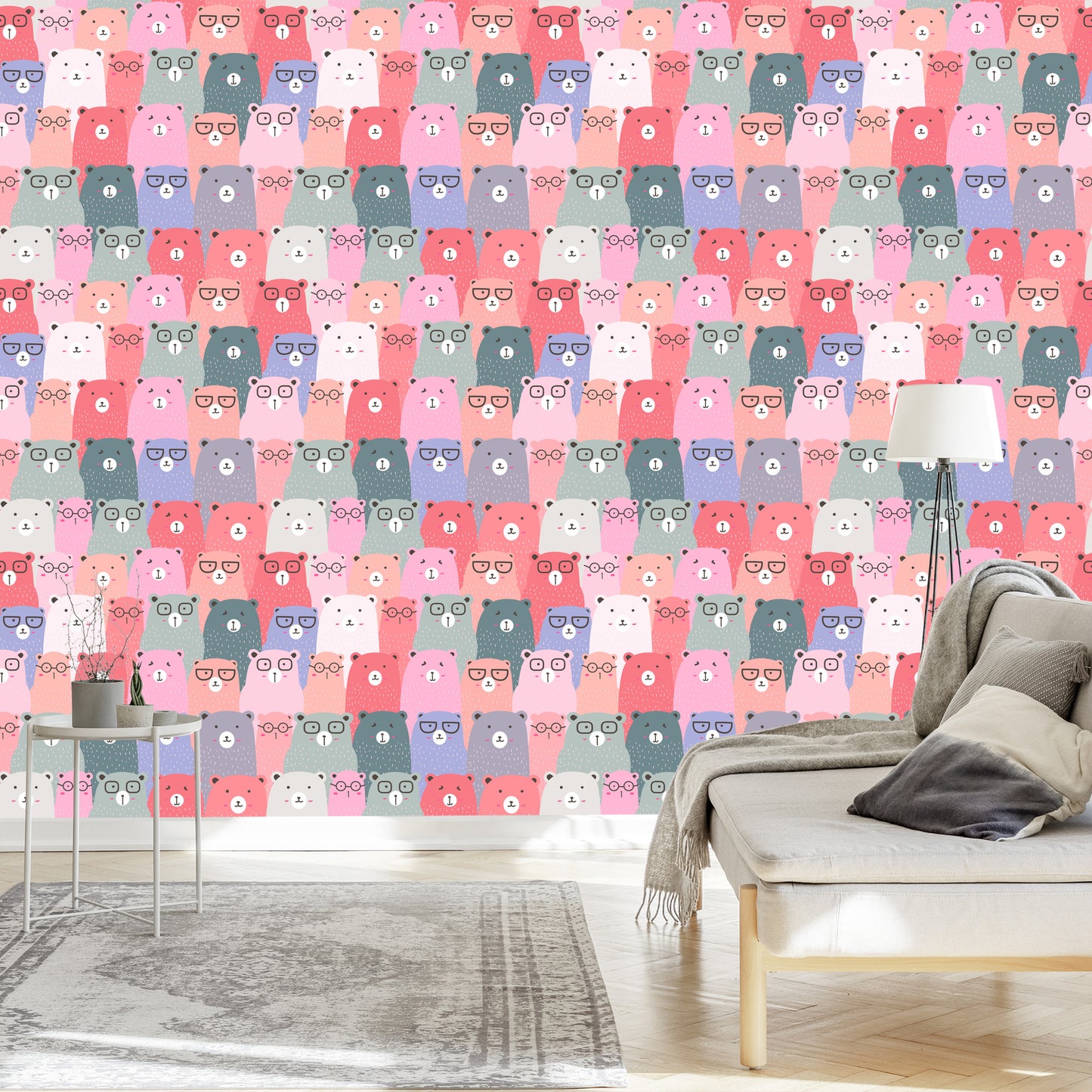 Wallpaper For Children - Colorful Teddy Bears In Scandinavian Style