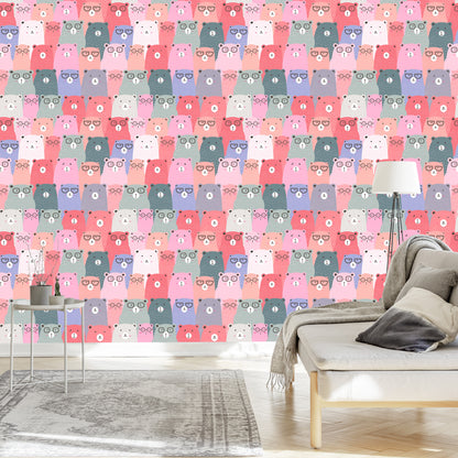 Wallpaper For Children - Colorful Teddy Bears In Scandinavian Style