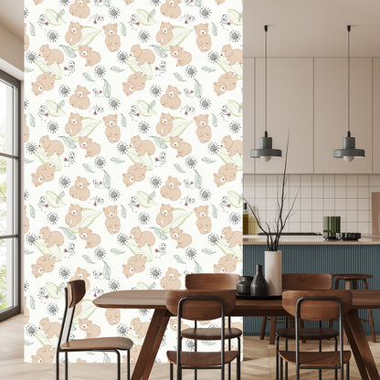 Wallpaper For Children - Cute Teddy Bears And Birds
