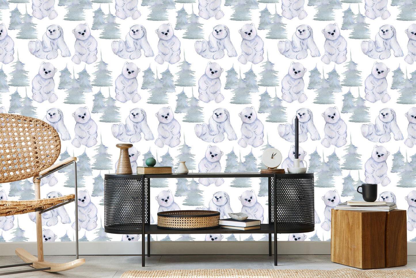 Wallpaper For Children - Adorable Bears - Watercolor