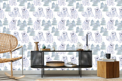 Wallpaper For Children - Adorable Bears - Watercolor