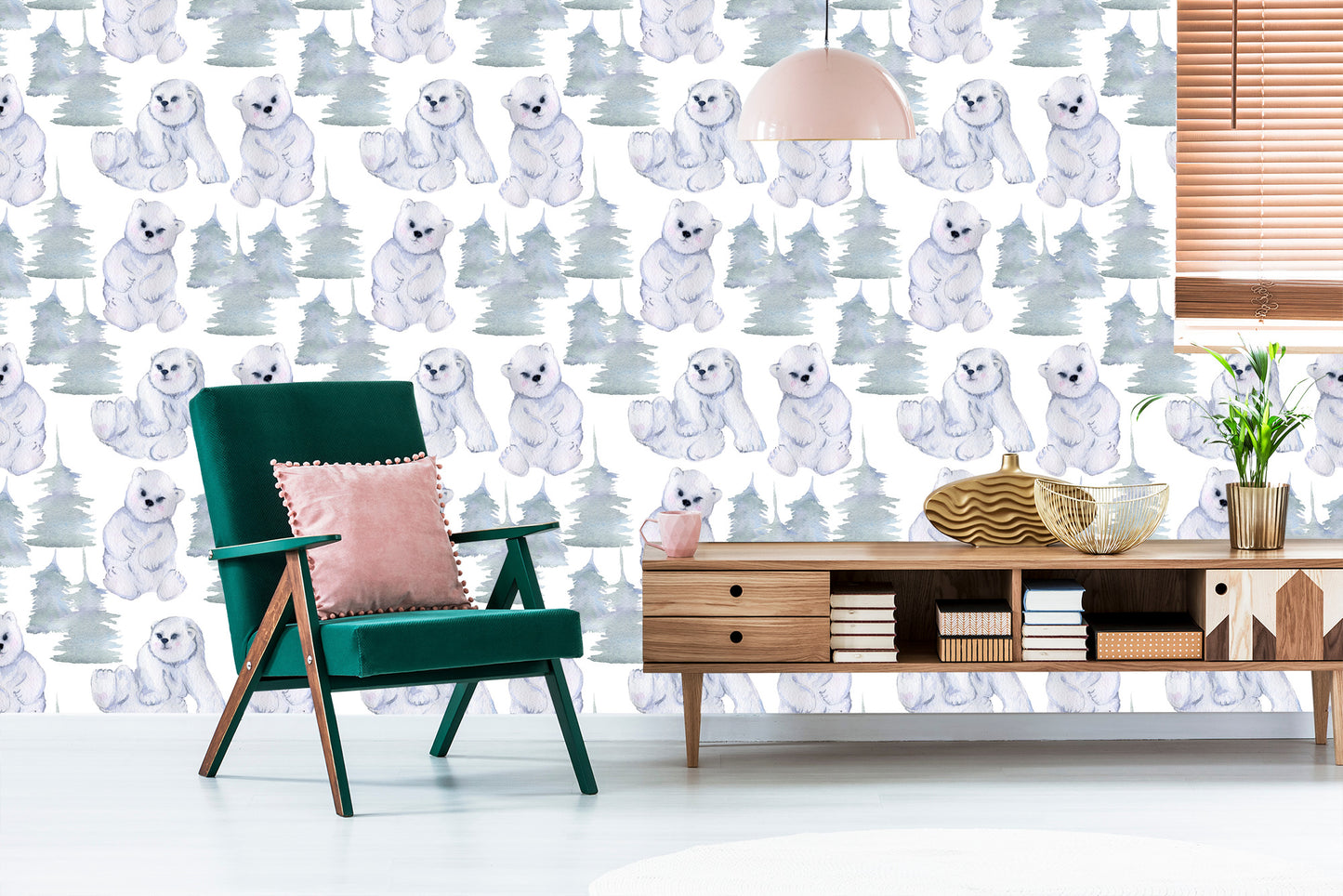 Wallpaper For Children - Adorable Bears - Watercolor