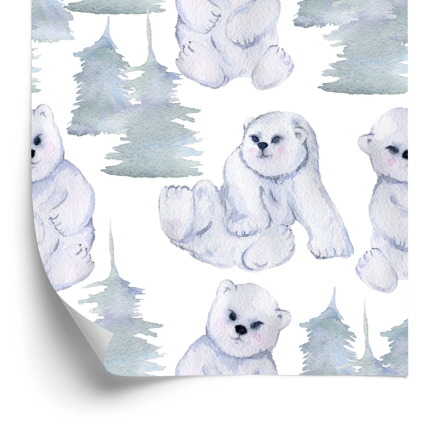 Wallpaper For Children - Adorable Bears - Watercolor