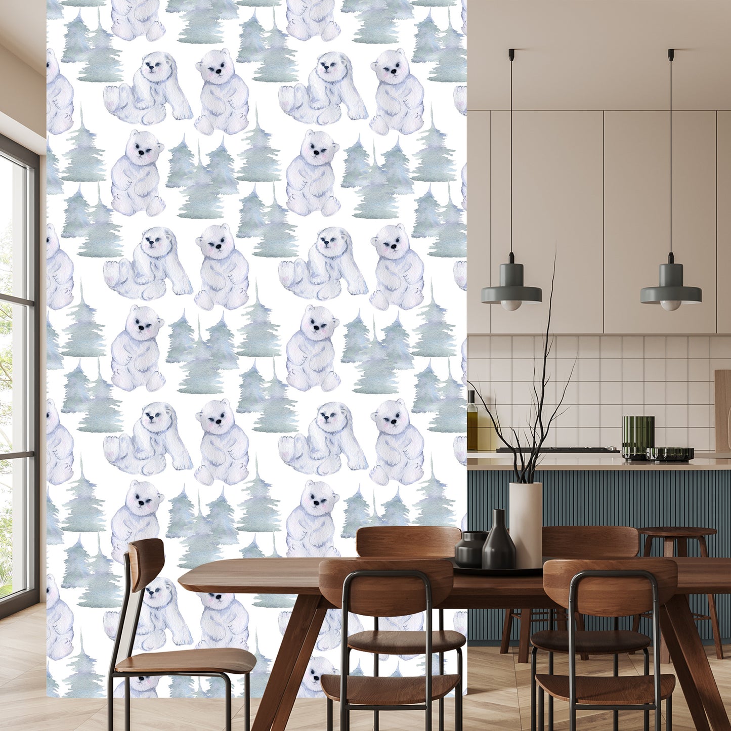 Wallpaper For Children - Adorable Bears - Watercolor