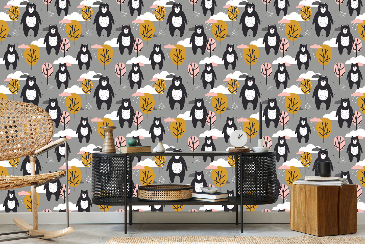 Wallpaper For Children - Teddy Bears, Clouds And Trees