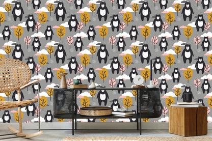 Wallpaper For Children - Teddy Bears, Clouds And Trees