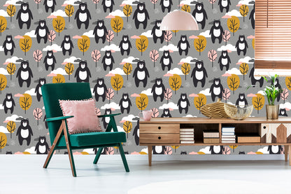 Wallpaper For Children - Teddy Bears, Clouds And Trees