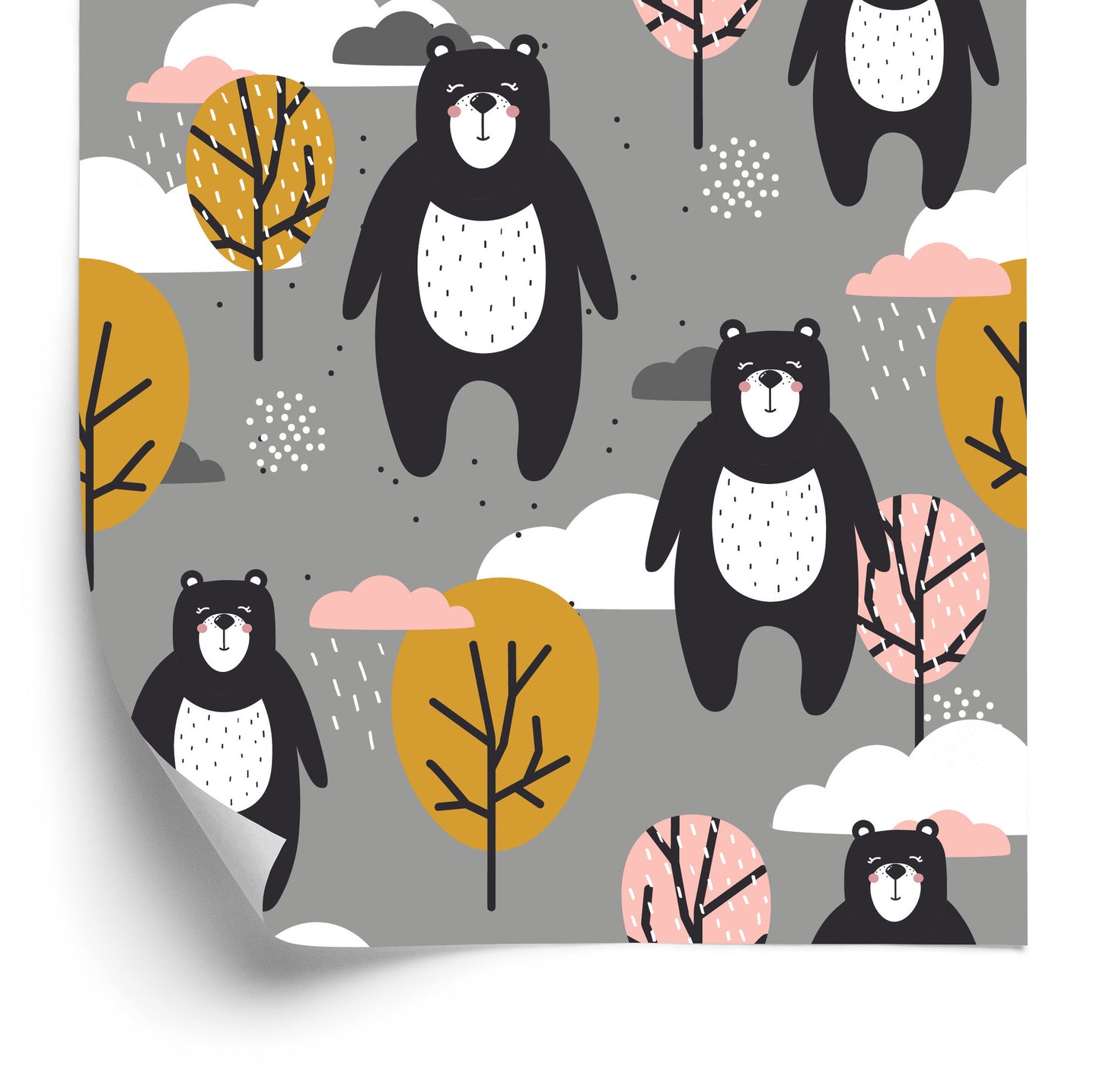 Wallpaper For Children - Teddy Bears, Clouds And Trees