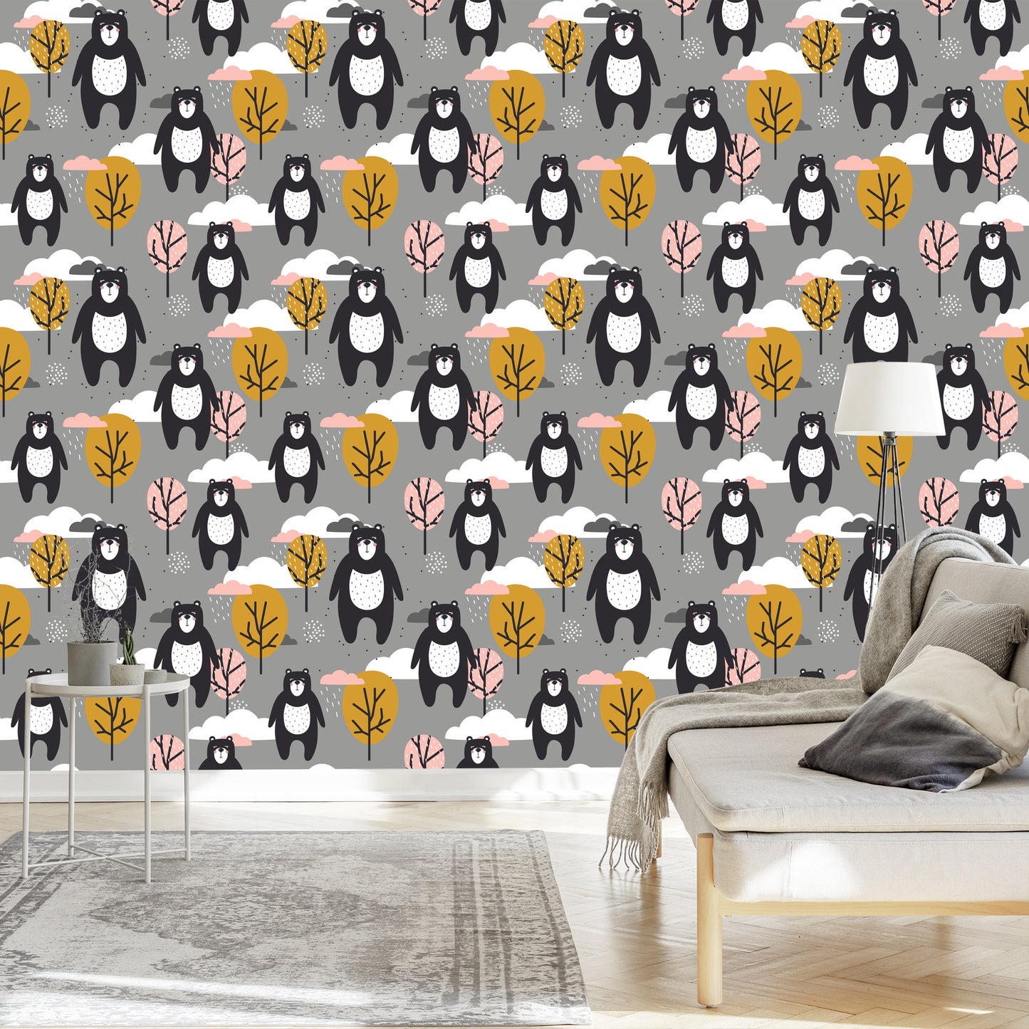 Wallpaper For Children - Teddy Bears, Clouds And Trees