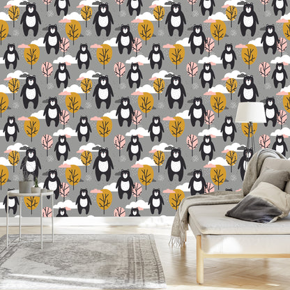 Wallpaper For Children - Teddy Bears, Clouds And Trees