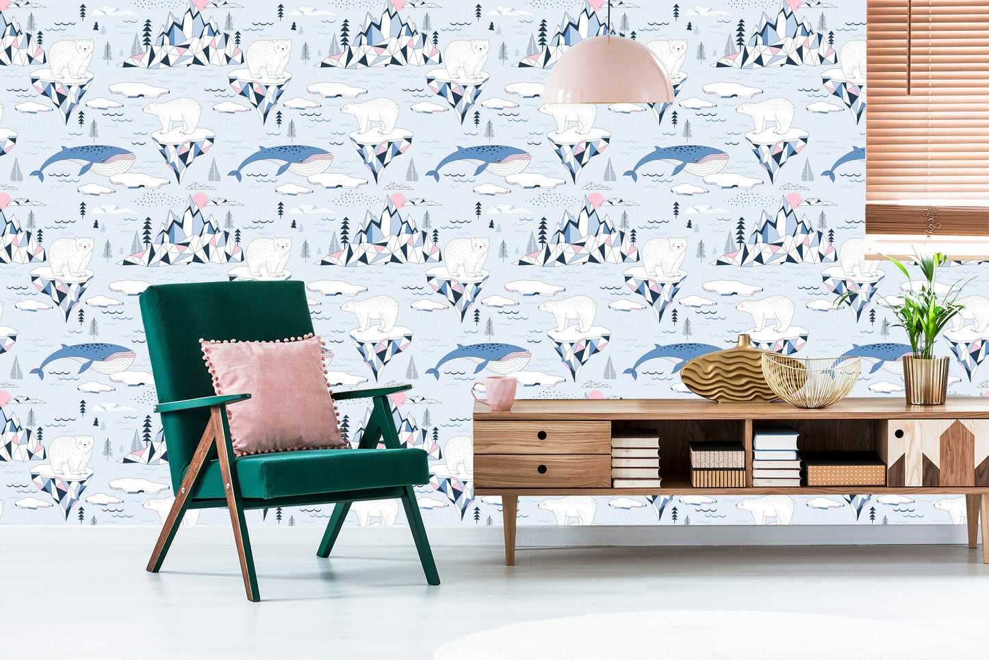 Wallpaper For Children - Antarctica In Scandinavian Style