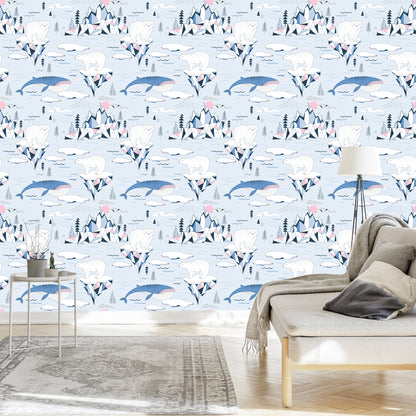 Wallpaper For Children - Antarctica In Scandinavian Style