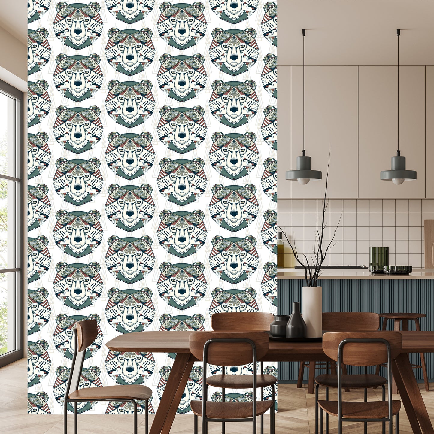 Wallpaper Bears Geometric Patterns