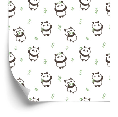 Wallpaper Pandas With Leaves In The Background