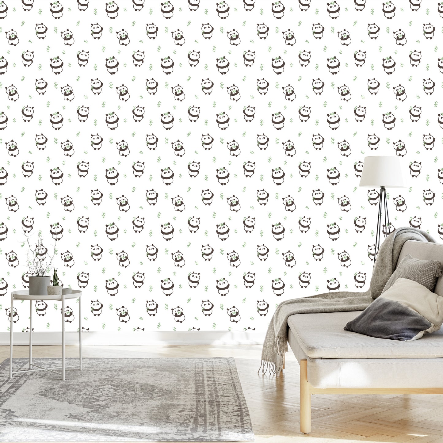 Wallpaper Pandas With Leaves In The Background