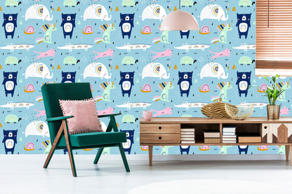 Wallpaper For Children - Rainbow Animals In A Dream