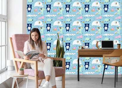 Wallpaper For Children - Rainbow Animals In A Dream