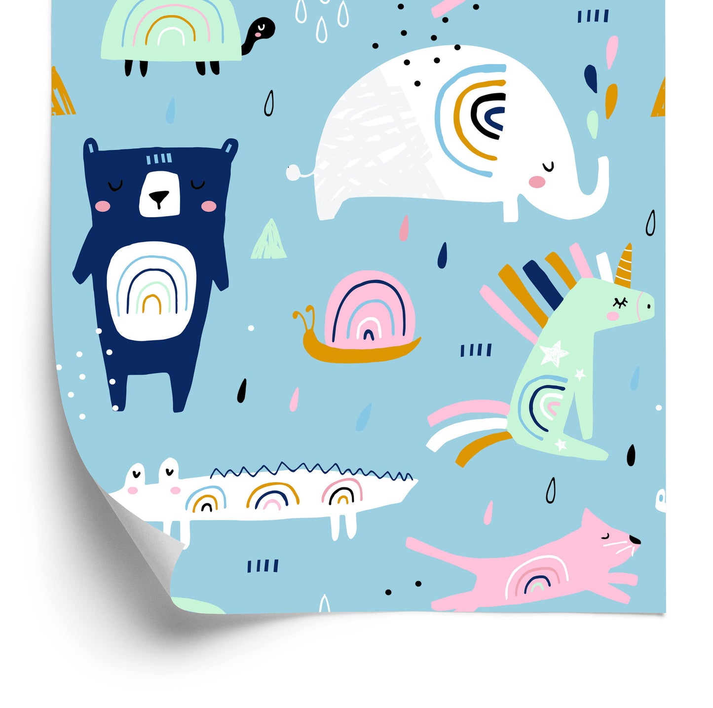 Wallpaper For Children - Rainbow Animals In A Dream