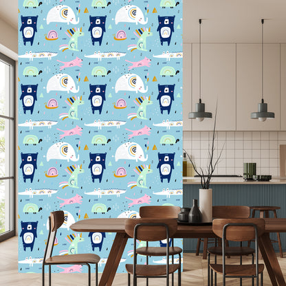 Wallpaper For Children - Rainbow Animals In A Dream