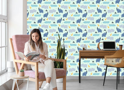 Wallpaper For Children - Happy Rhinos And Crocodiles