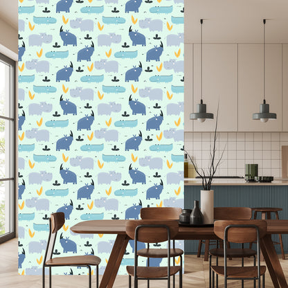 Wallpaper For Children - Happy Rhinos And Crocodiles
