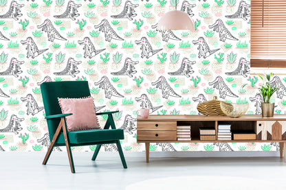 Wallpaper For Children Crocodiles, Cacti Flowers