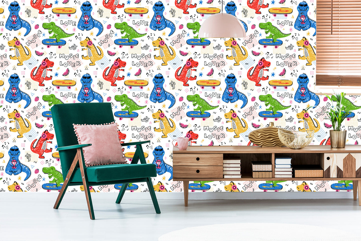 Wallpaper Children's Colorful Crocodile Skateboards