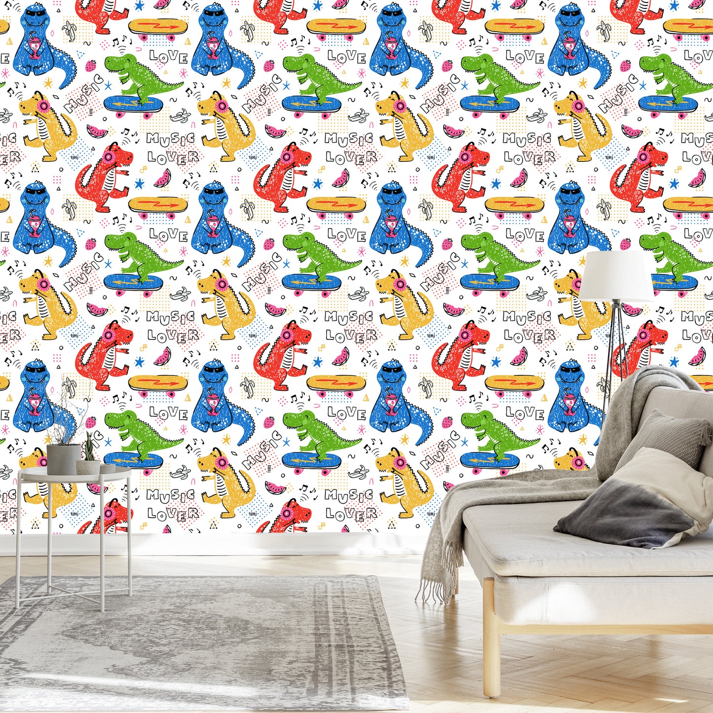 Wallpaper Children's Colorful Crocodile Skateboards