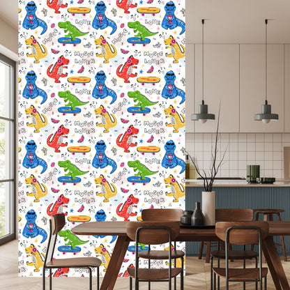 Wallpaper Children's Colorful Crocodile Skateboards