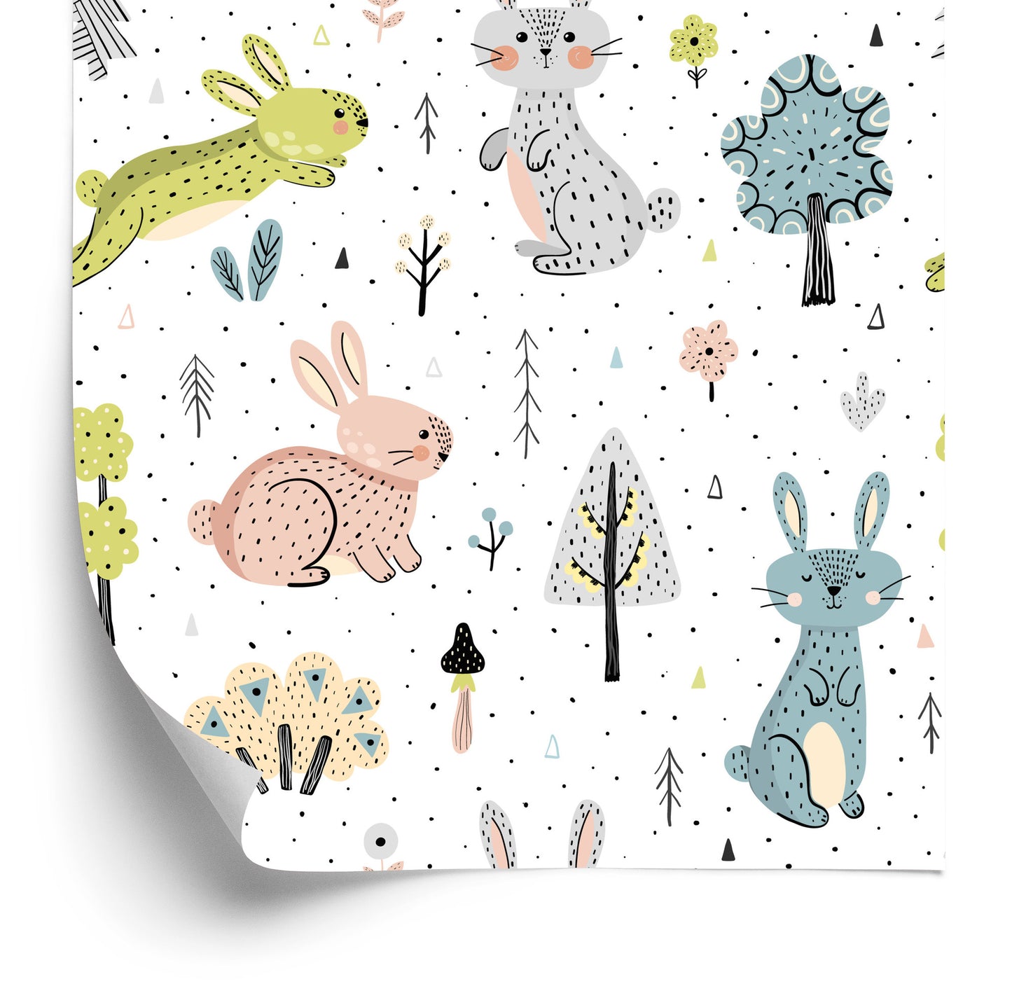 Wallpaper For Children - Happy Easter Bunnies In The Forest