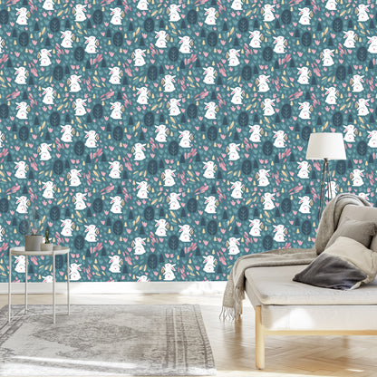 Wallpaper For Children - White Bunnies In The Forest