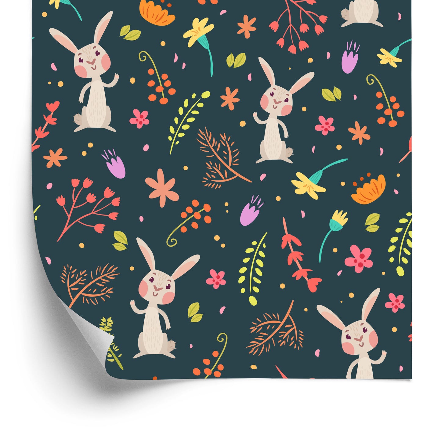 Wallpaper For Children - Bunnies Among Forest Plants