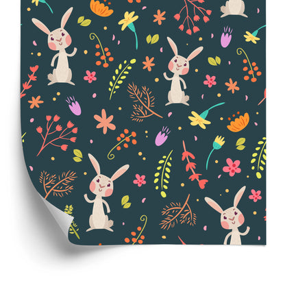 Wallpaper For Children - Bunnies Among Forest Plants
