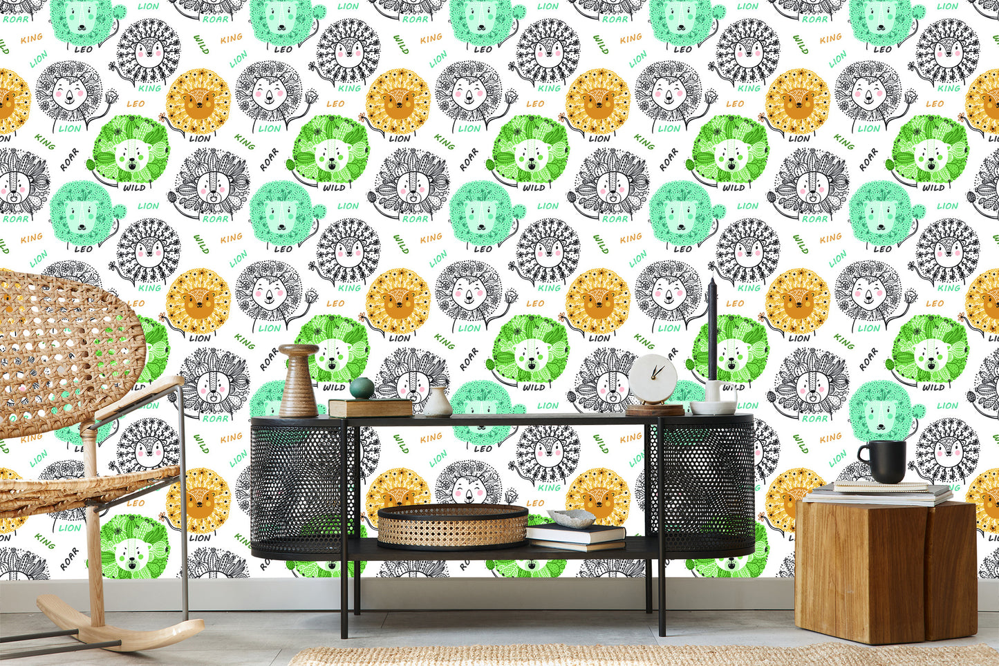 Wallpaper Colorful Lions