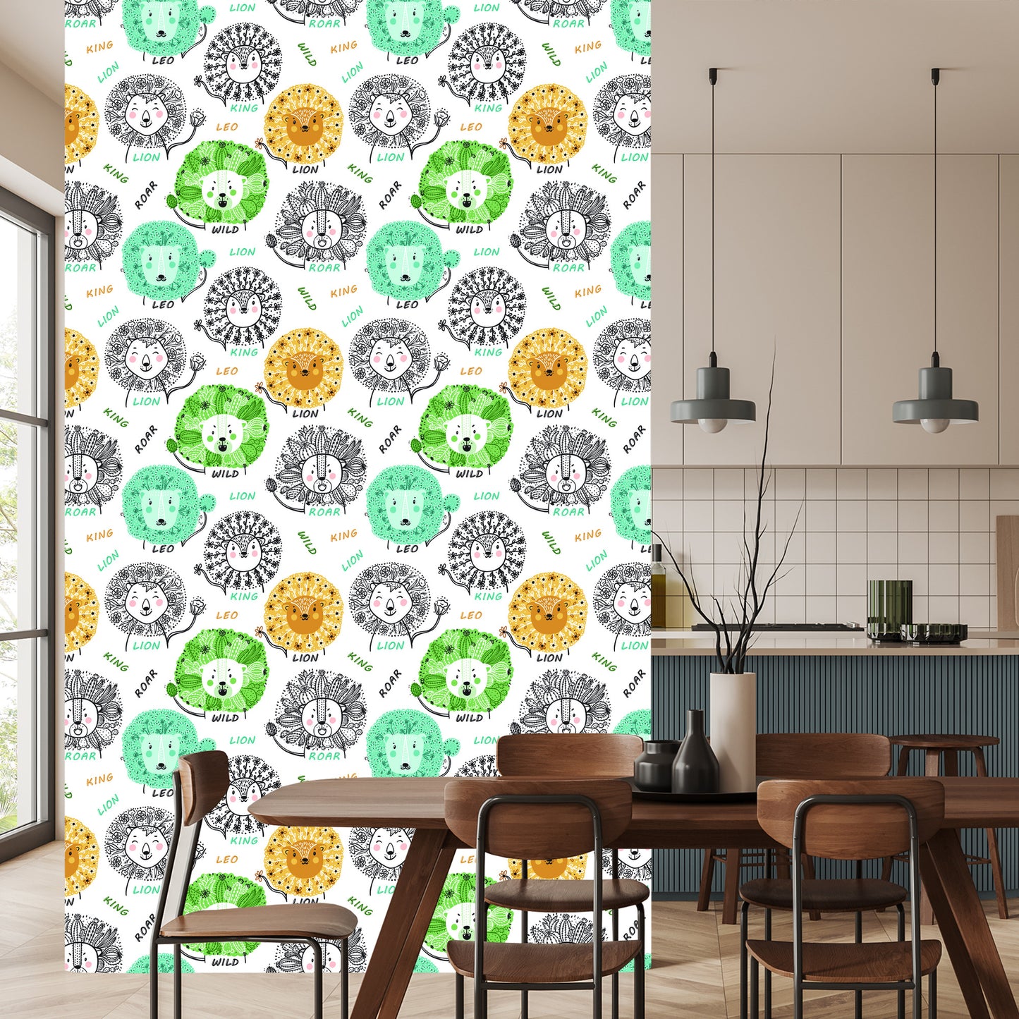 Wallpaper Colorful Lions