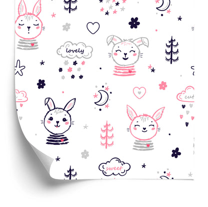 Wallpaper Rabbits On The Background Of Flowers