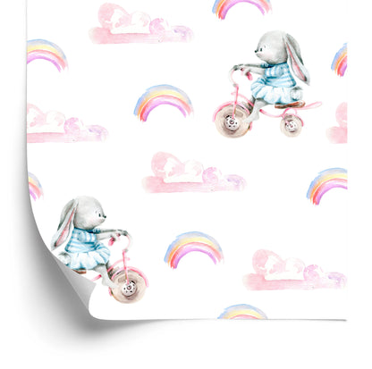 Wallpaper Rainbow Bunnies And Hearts