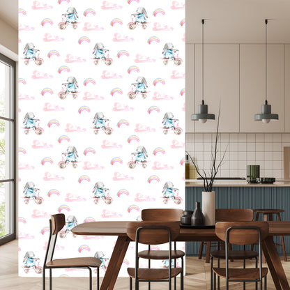 Wallpaper Rainbow Bunnies And Hearts